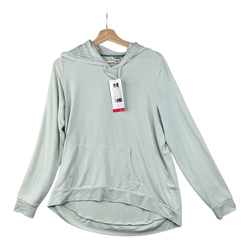 New Weatherproof Plaid‎ Hooded Sweatshirt size Medium Green/White